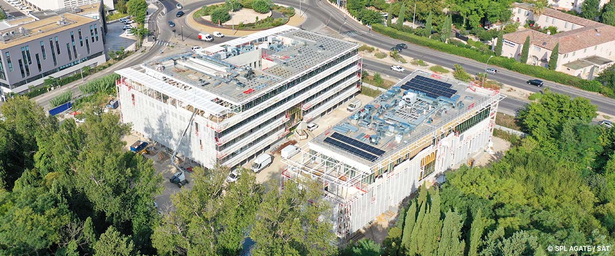 Vue aérienne de la Maison de l'Entreprise à Nîmes